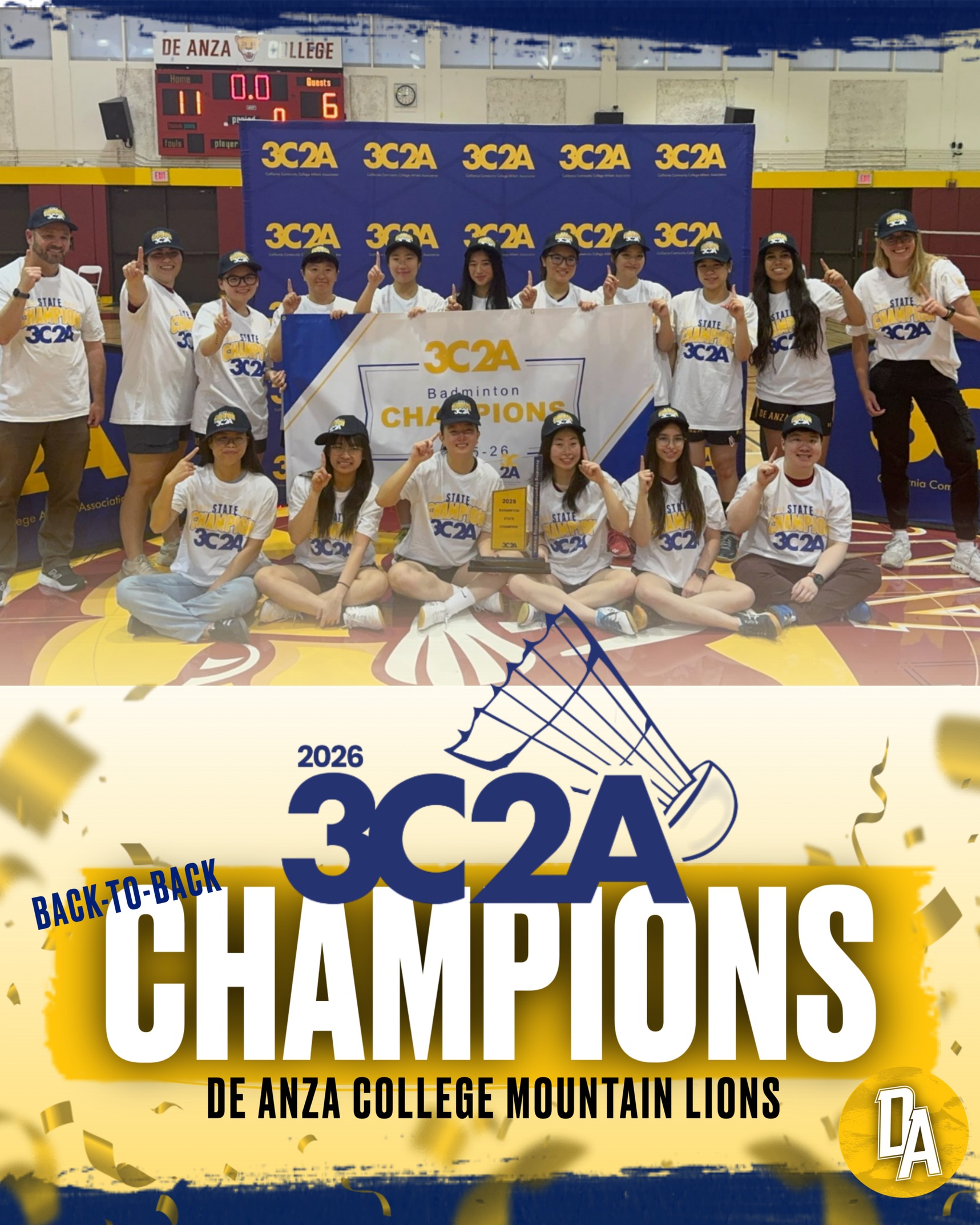 De Anza Repeats as 3C2A Badminton Champion Besting Undefeated Mesa